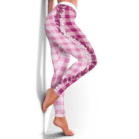 Pink Hawaii Palaka Leggings Hawaiian Honohono Lei