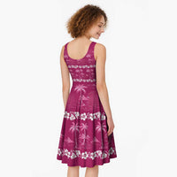Pink Hawaii Palm Tree Hibiscus Midi Dress Fantasy Summer Vibe LT01 - Polynesian Pride