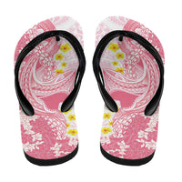 Pink Hawaii Shark Tattoo Flip Flops Puakenikeni Lei Plumeria Polynesian Pattern LT14 - Polynesian Pride