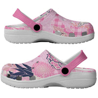 Pink Palaka Crane and Flowers Clogs Shoes Japan Heritage Spirit - Polynesian Pride