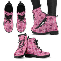 Pink Palaka Hawaii Cowboy Leather Boots Puakenikeni Lei Paniolo Papale Seamless Vibes LT14 - Polynesian Pride