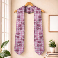 Pink Palaka Hawaii Graduation Stole Hawaiian Lehua Blossoms