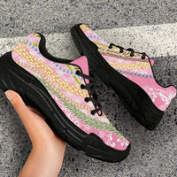 Pink Palaka Hawaii Leis Chunky Sneakers Hawaiian-plaid Elegant Tropical Vibes LT14 - Polynesian Pride