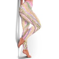 Pink Palaka Hawaii Leis Leggings Hawaiian-plaid Elegant Tropical Vibes LT14 - Polynesian Pride
