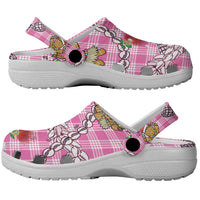 Pink Palaka Hawaii Mele Kalikimaka Clogs Shoes Ohia Lehua Shell Leis Funny Gingerbread Santa LT14 - Polynesian Pride