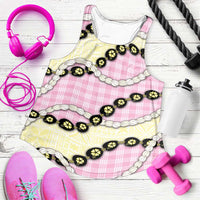 Pink Palaka Hawaii Women Racerback Tank Kukui Nut Pikake Lei Hawaiian Tapa Pattern - Polynesian Pride