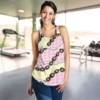 Pink Palaka Hawaii Women Racerback Tank Kukui Nut Pikake Lei Hawaiian Tapa Pattern - Polynesian Pride