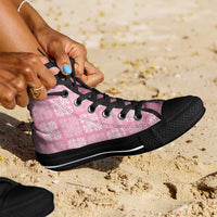 Pink Palaka Quilt Hawaii High Top Shoes Traditional Hawaii-plaid Pattern - Polynesian Pride