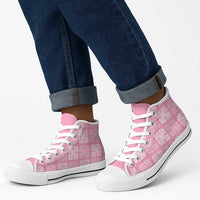 Pink Palaka Quilt Hawaii High Top Shoes Traditional Hawaii-plaid Pattern - Polynesian Pride