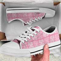 Pink Palaka Quilt Hawaii Low Top Shoes Traditional Hawaii-plaid Pattern - Polynesian Pride