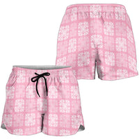 Pink Palaka Quilt Hawaii Shorts for Women Traditional Hawaii-plaid Pattern - Polynesian Pride