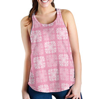 Pink Palaka Quilt Hawaii Women Racerback Tank Traditional Hawaii-plaid Pattern - Polynesian Pride