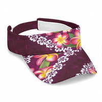 Pink Polynesia Sun Visor Cap Plumeria With Hibiscus Pattern Tropical Vibes LT14 Universal Fit Pink - Polynesian Pride