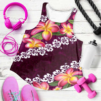 Pink Polynesia Women Racerback Tank Plumeria With Hibiscus Pattern Tropical Vibes - Polynesian Pride