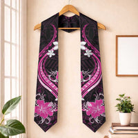 Pink Polynesian Pattern With Tropical Flowers Graduation Stole LT05 One Size Pink - Polynesian Pride