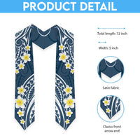 Plumeria With Blue Polynesian Tattoo Pattern Graduation Stole
