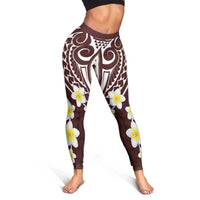 Plumeria With Oxblood Polynesian Tattoo Pattern Leggings - Polynesian Pride