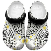 Plumeria With White Polynesian Tattoo Pattern Clogs Shoes - Polynesian Pride