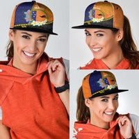 PNG Niu Ailan Snapback Cap Papua New Guinea Plumeria Melanesian Pattern - Polynesian Pride