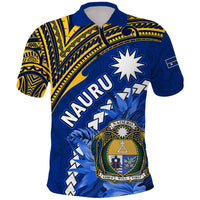 Custom Nauru Coat of Arms Polo Shirt Polynesian With Frigatebird LT9