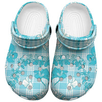 Polu Aloha Hawaii Clogs Shoes Plumeria Lei With Palaka Motif LT14 Blue - Polynesian Pride
