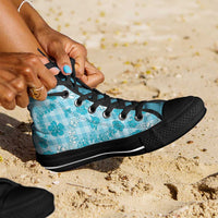 Polu Aloha Hawaii High Top Shoes Plumeria Lei With Palaka Motif - Polynesian Pride