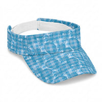 Polu Hawaii Breadfruit Palaka Motifs Sun Visor Cap LT14 Universal Fit Blue - Polynesian Pride