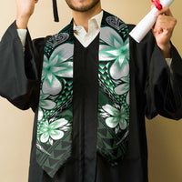Polynesia Floral Tattoo Graduation Stole With Aqua Gradient Plumeria