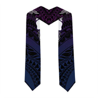 Polynesia Floral Tattoo Graduation Stole With Purple Gradient Plumeria
