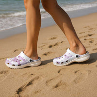 Polynesia Hammerhead Shark Clogs Shoes Tropical Flowers Tribal Pattern Lavender - Polynesian Pride