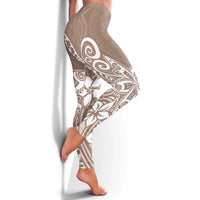 Polynesia Leggings Plumeria Beige Curves LT7 - Polynesian Pride