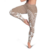 Polynesia Leggings Plumeria Beige Curves LT7 - Polynesian Pride