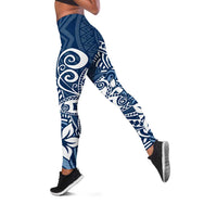 Polynesia Leggings Plumeria Blue Curves LT7 Blue - Polynesian Pride