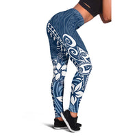 Polynesia Leggings Plumeria Blue Curves LT7 - Polynesian Pride