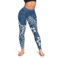 Polynesia Leggings Plumeria Blue Curves LT7 - Polynesian Pride