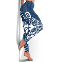 Polynesia Leggings Plumeria Blue Curves LT7 - Polynesian Pride