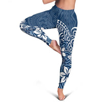 Polynesia Leggings Plumeria Blue Curves LT7 - Polynesian Pride