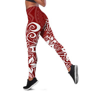 Polynesia Leggings Plumeria Red Curves LT7 Red - Polynesian Pride