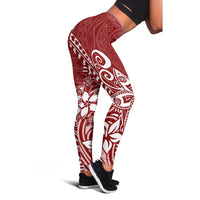 Polynesia Leggings Plumeria Red Curves LT7 - Polynesian Pride