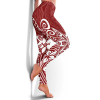 Polynesia Leggings Plumeria Red Curves LT7 - Polynesian Pride