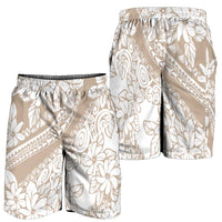 Polynesia Shorts for Men Polynesian Tropical Flowers Beige Pastel Vibes - Polynesian Pride