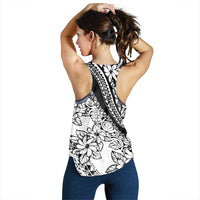 Polynesia Women Racerback Tank Polynesian Tropical Flowers Black Pastel Vibes - Polynesian Pride