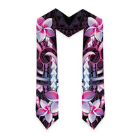Polynesian Art Tattoo Graduation Stole Plumeria Flowers Pink Gradient