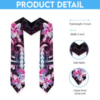 Polynesian Art Tattoo Graduation Stole Plumeria Flowers Pink Gradient