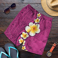 Polynesian Hibiscus and Plumeria Tapa Pattern Shorts for Men Pink Color - Polynesian Pride