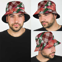 Polynesian Monstera Tiare Floral Bucket Hat Burgundy Tropical Plaid LT01 - Polynesian Pride