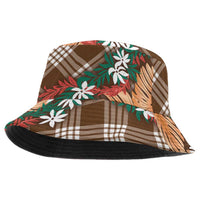 Polynesian Monstera Tiare Floral Bucket Hat Chocolate Brown Tropical Plaid LT01 One Size Brown - Polynesian Pride