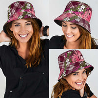 Polynesian Monstera Tiare Floral Bucket Hat Fuchsia Tropical Plaid LT01 - Polynesian Pride