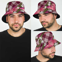 Polynesian Monstera Tiare Floral Bucket Hat Fuchsia Tropical Plaid LT01 - Polynesian Pride