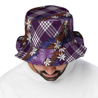 Polynesian Monstera Tiare Floral Bucket Hat Lavender Tropical Plaid LT01 - Polynesian Pride